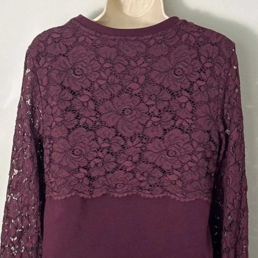 Anthropologie Maeve Lace‎ Top Burgundy Size Small
